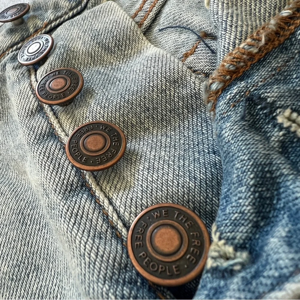 NWT Free People We The Free Denim Skirt Breezy Button Fly